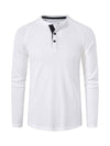Men's solid-color basic button-down long-sleeve T-shirt