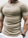 Men's round neck short sleeve slim fit knitted T-shirt